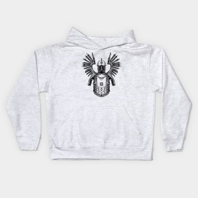 Polish Winged Hussar Armor - Unleash the Warrior Within Kids Hoodie by Holymayo Tee